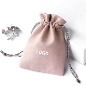 pink suede Jewelry pouch with drawstring from China
