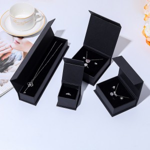 Custom logo luxury red and black paper box magnetic gift jewelry packaging box for ring earring bangle necklace