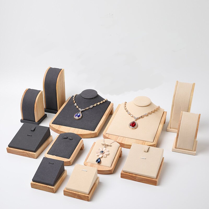 Wholesale wooden with microfiber Jewelry display 