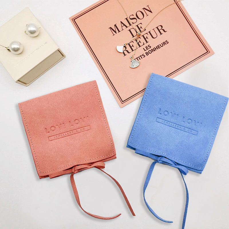 Pink/Blue microfiber suede jewelry pouch from China