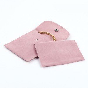 pink/blue jewelry pouch with button from On the way packaging dongguan China 