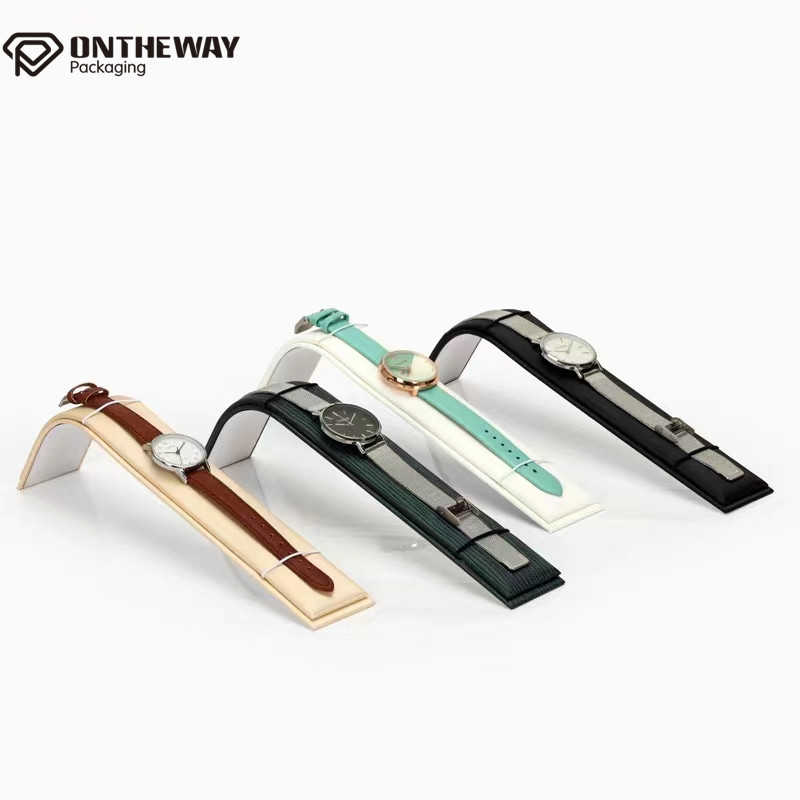 Popular Pu leather wrap metal display stand for watch