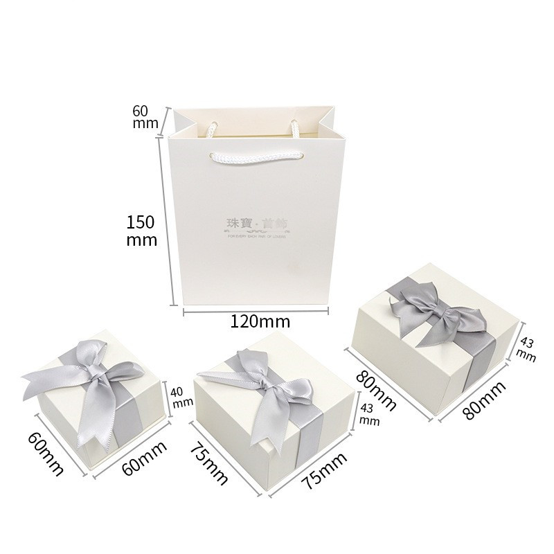 Manufacturer Simple Style Custimized Logo Paperboard Bow Tie Jewelry Packaging Gift Box With Handle Bag (5)